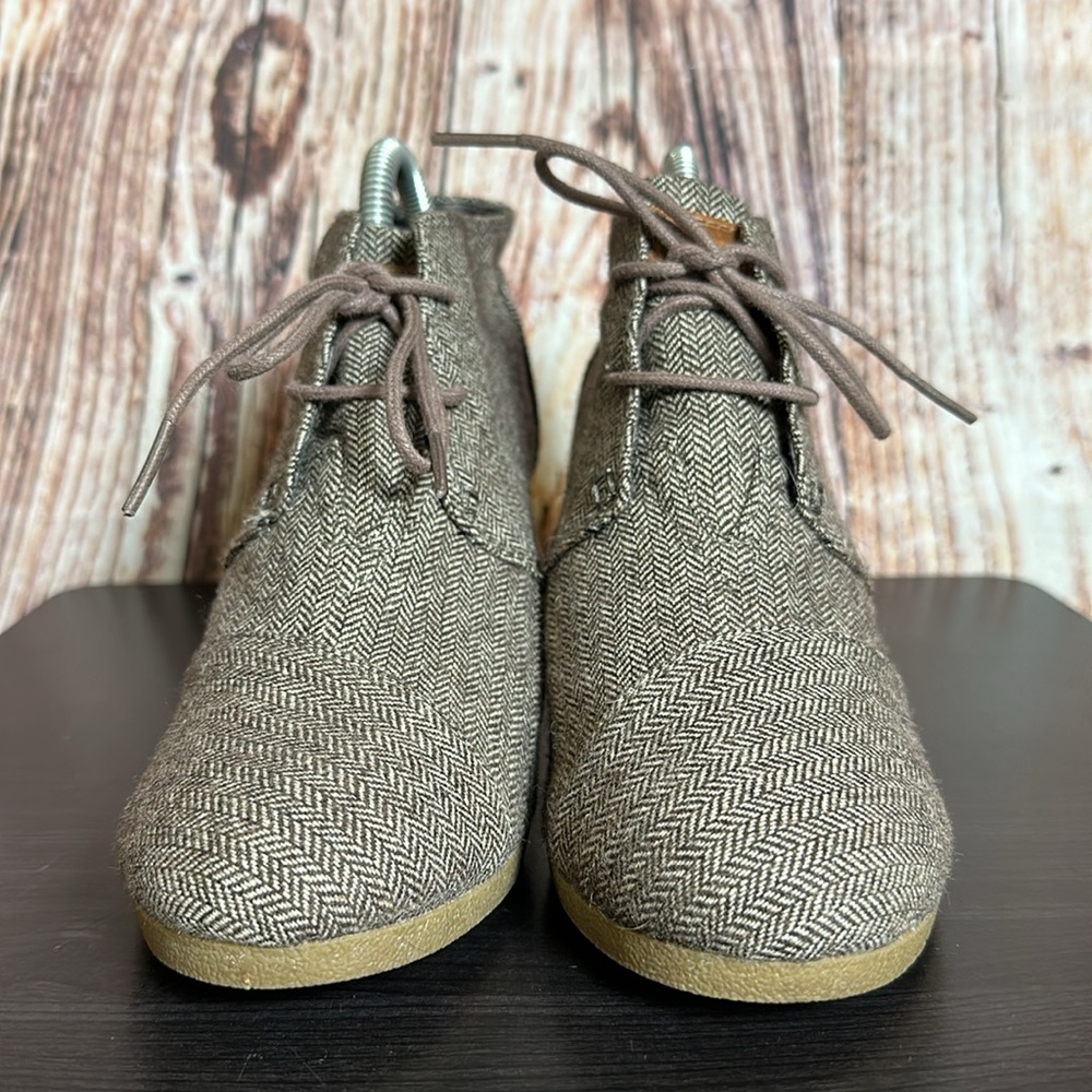 Toms Tweed Wedge Ankle Booties Womens Sz 9 - Picture 3 of 8